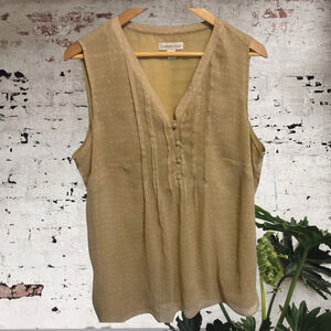 Coldwater Creek Sleeveless double layer chiffon vneck Top Size XL warm tan